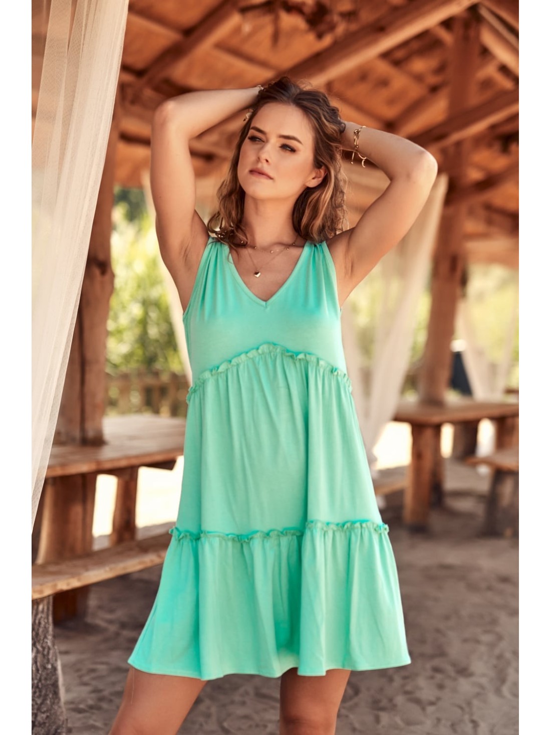 Oversized sleeveless dress, mint FG585 - Online store - Boutique